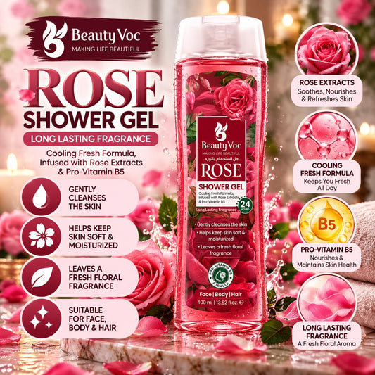 BEAUTY VOC ROSE SHOWER GEL 400ML