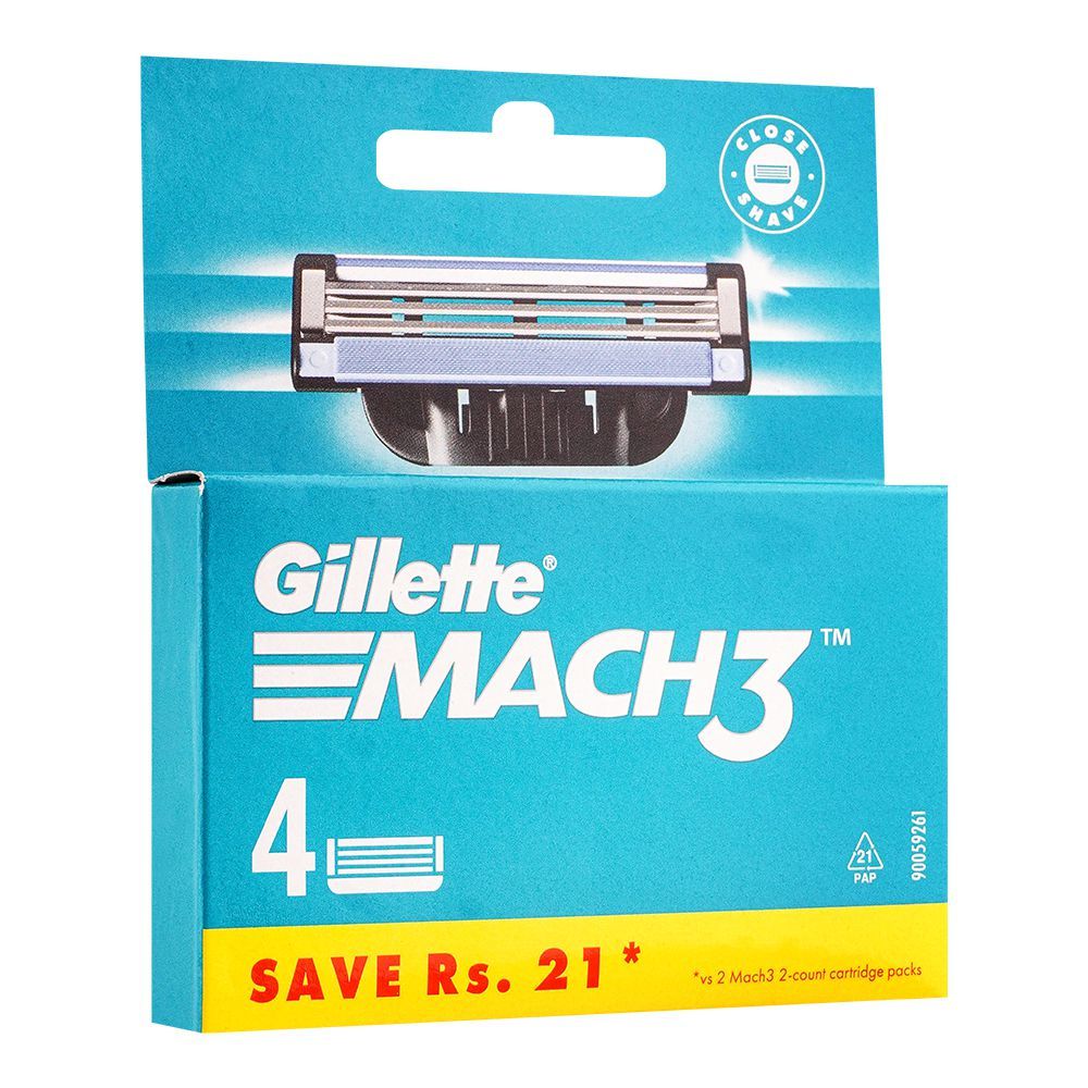 Gillette Mach3 Turbo Replacement Cartridges – Pack of 4